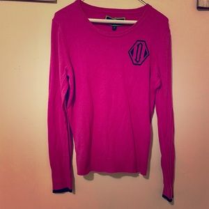 C. Wonder Pink Sweater, Navy Detail